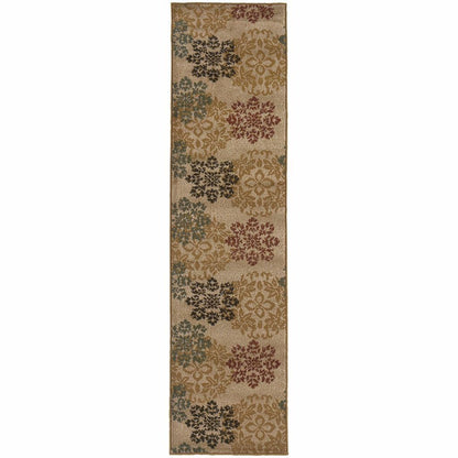 Camden Gold Red Floral  Transitional Rug - Free Shipping