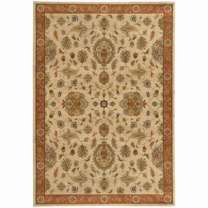 Casablanca Beige Rust Floral  Traditional Rug - Free Shipping
