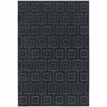Elisa Navy Blue Geometric Solid Contemporary Rug - Free Shipping