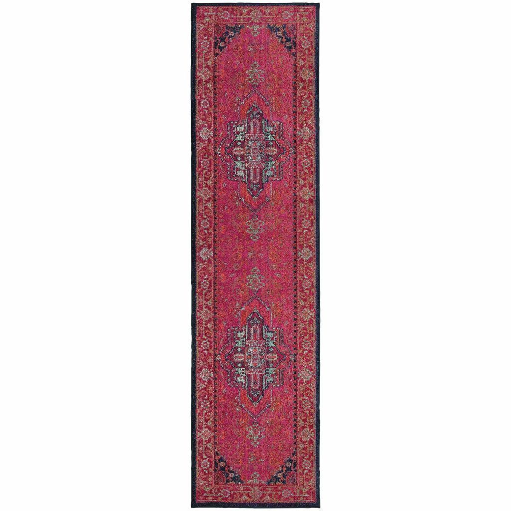 Woven - Kaleidoscope Pink Blue Oriental Persian Traditional Rug