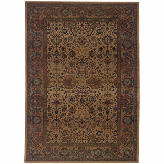Kharma Beige Red Oriental Persian Traditional Rug - Free Shipping