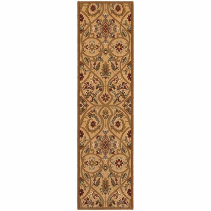 Woven - Knightsbridge Gold Brown Floral  Transitional Rug