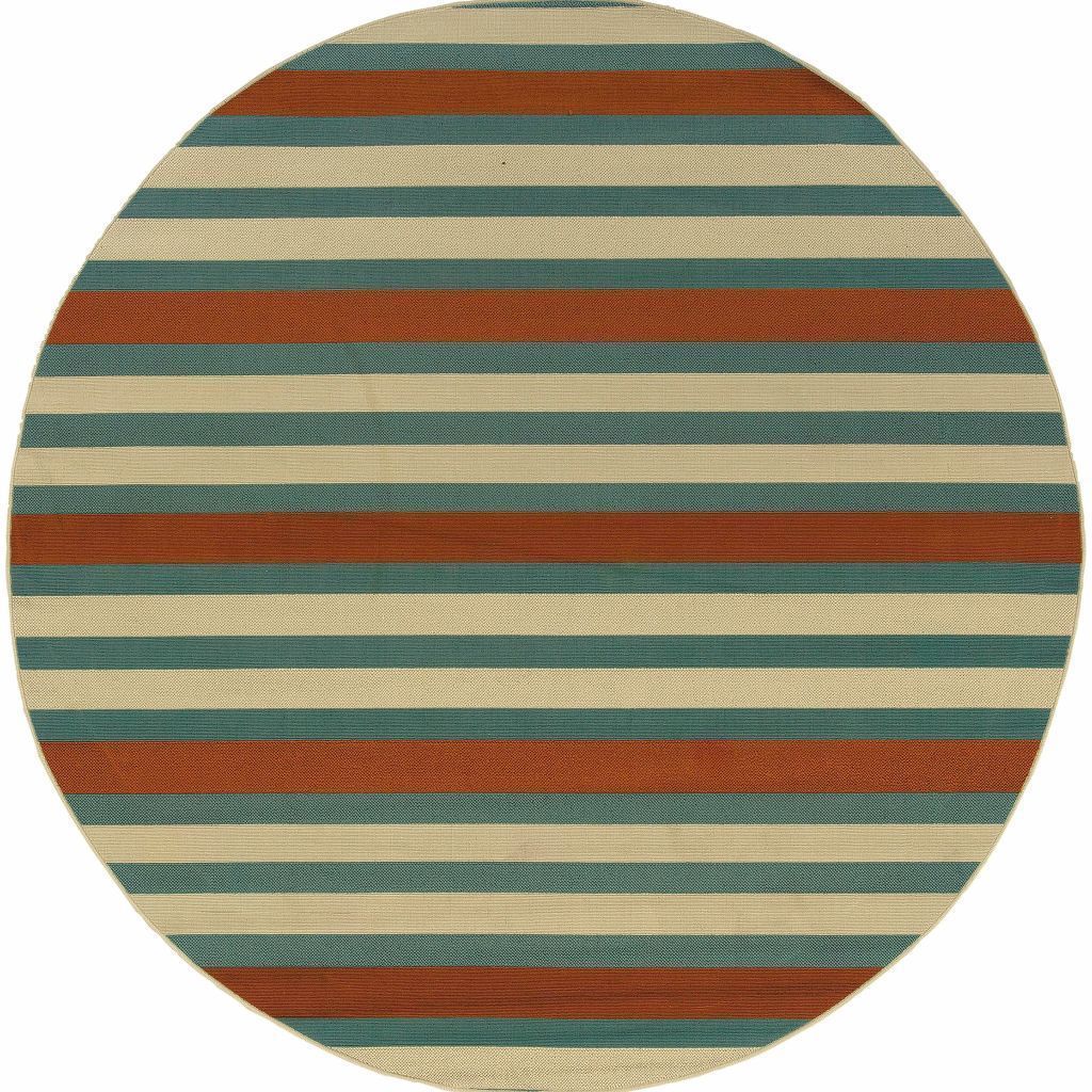 Woven - Montego Blue Ivory Stripes  Outdoor Rug