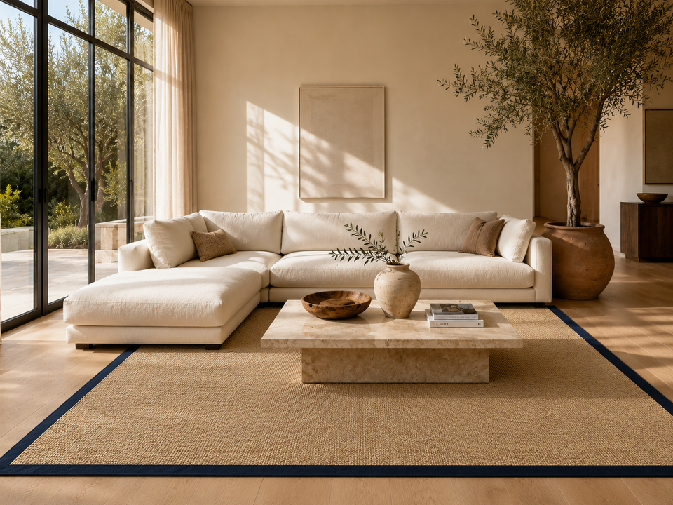 Sisal Rugs with Navy Border