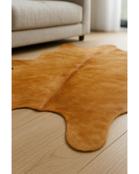Golden Brown Cowhide Area Rug in Hide Detail Close-Up — cowhide area rug 7
