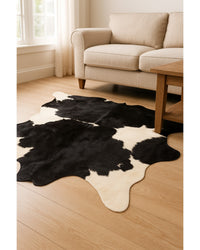Black Cowhide Animal Print Rug – Modern Statement Decor in Living Room — cowhide area rug 135