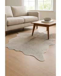 Gray Cowhide Area Rug – Hand Tufted, Stain Resistant in Living Room — cowhide area rug 11