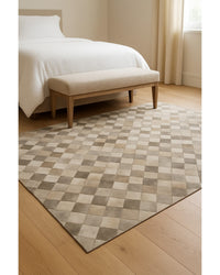 Beige, Gray & Ivory Cowhide Print Area Rug – Washable, UV Protection in Bedroom — cowhide print area rug 5