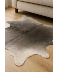 Gray Cowhide Area Rug – Handmade, Stain Resistant in Hide Detail Close-Up — cowhide area rug 10