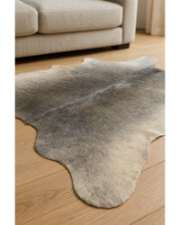 Gray Cowhide Area Rug in Hide Detail Close-Up — cowhide area rug 7