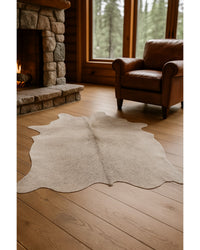 Gray Cowhide Area Rug – Hand Tufted, Stain Resistant in Cabin Living Room — cowhide area rug 9