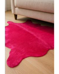 Pink Cowhide Area Rug – Hand Knotted, Stain Resistant in Hide Detail Close-Up — cowhide area rug 16