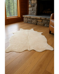 Off White Cowhide Print Rug – Soft, Modern Accent in Cabin Living Room — cowhide area rug 7