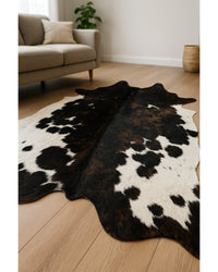 Brown Cowhide Area Rug – Handmade, Soft & Stylish Decor Low Angle View — cowhide area rug 78