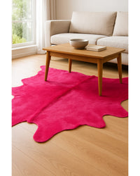 Pink Cowhide Area Rug – Hand Knotted, Stain Resistant in Living Room — cowhide area rug 15