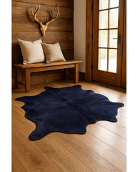 Navy Blue Cowhide Area Rug – Modern, Soft & Stylish in Lodge Entryway — cowhide area rug 8