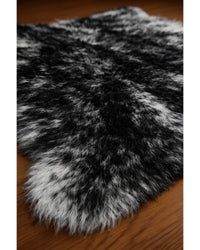Black & White Faux Fur Cowhide Washable Area Rug Fur Detail Close-Up — faux fur cowhide rug 12