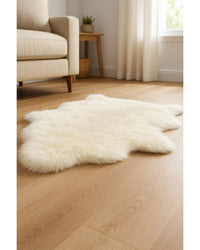 Off White Faux Cowhide Rug – Animal Print, Soft Texture in Low Angle View — cowhide area rug 12