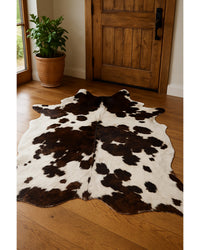 Cowhide Area Rug – Brown & Black Modern Accent in Lodge Entryway — cowhide area rug 90
