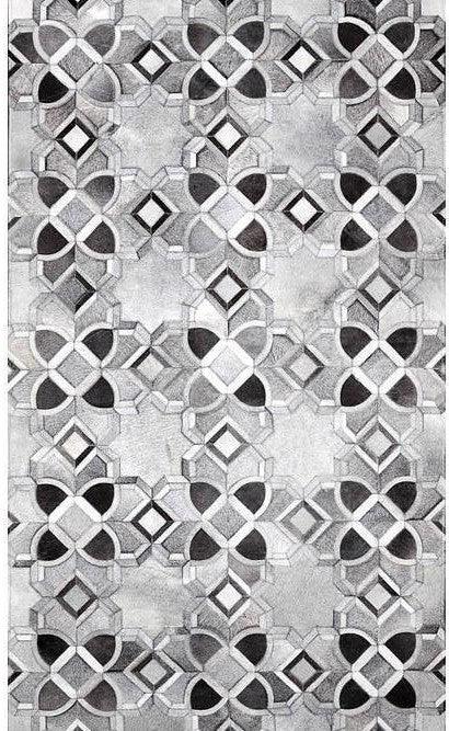 Poshrug Grey Black White Star Cowhide Rug — cowhide area rug
