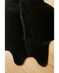 Black Cowhide Area Rug – Modern Statement Decor Hide Detail Close-Up — cowhide area rug 19