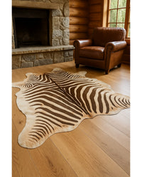 Cowhide Area Rug – Hand Knotted, Stain Resistant, Beige & Brown in Cabin Living Room — cowhide area rug 16