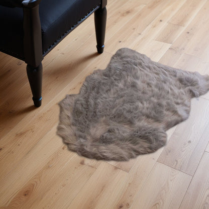 2' X 3' Black Faux Sheepskin Animal Print Washable Area Rug