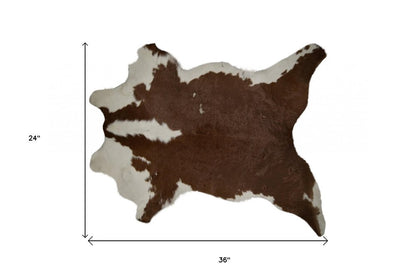 Brown Cowhide Print Hand-Tufted Area Rug, 2x3 – Stain Resistant