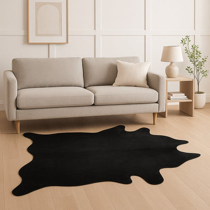 Black Cowhide Area Rug – Modern Statement Decor