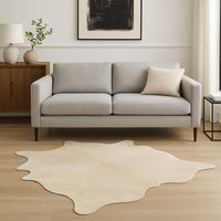 Off White Cowhide Print Area Rug – Handmade — cowhide area rug 1