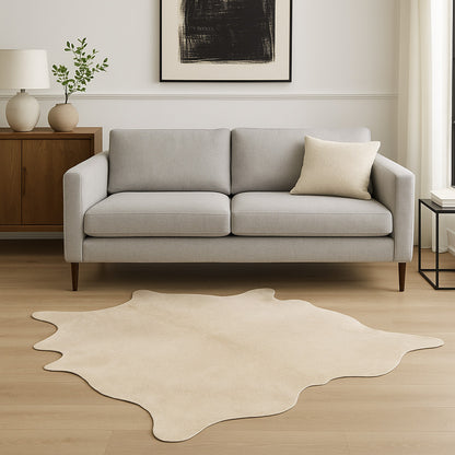 Off White Cowhide Print Area Rug – Handmade