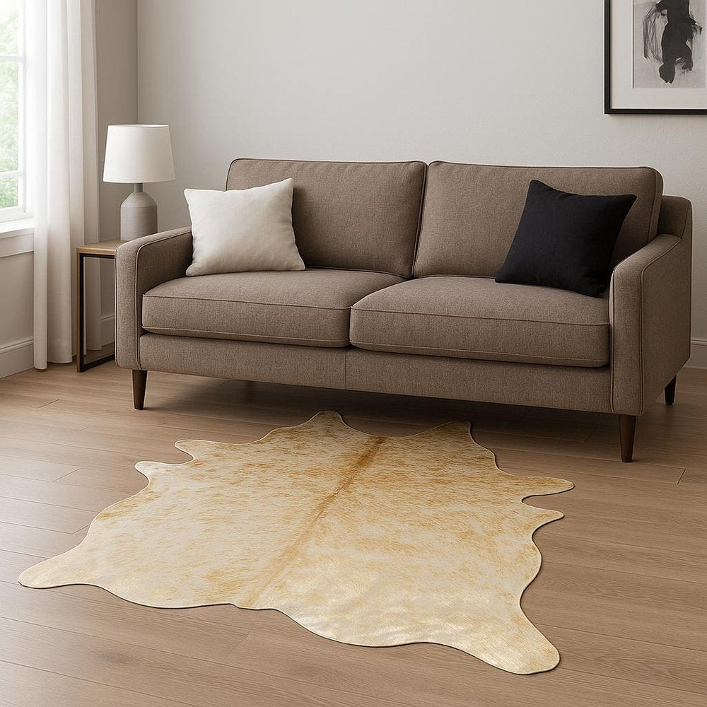 **Cowhide Print Area Rug – Natural, Soft & Stylish**