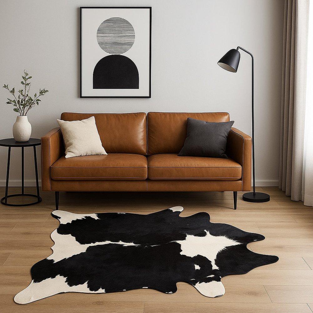 Black Cowhide Animal Print Rug – Modern Statement Decor
