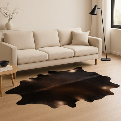 Cowhide Area Rug – Brown & Black Modern Accent