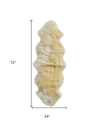 6' Runner Gold and White Wool Shag Sheepskin Area Rug — sheepskin area rug 3