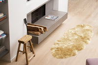 6' Runner Gold and White Wool Shag Sheepskin Area Rug — sheepskin area rug 1
