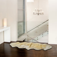 6' Runner Gold and White Wool Shag Sheepskin Area Rug — sheepskin area rug 2