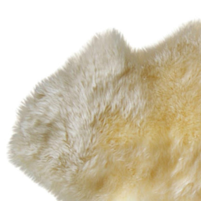 6' Runner Gold and White Wool Shag Sheepskin Area Rug