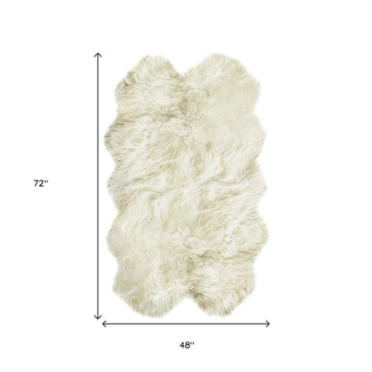 4' X 6' Natural Genuine Sheepskin Handmade Area Rug