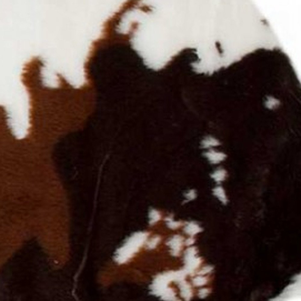 **Cowhide Print Hand Knotted Rug – Brown & White Accent**