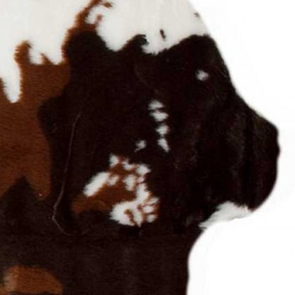 **Cowhide Print Hand Knotted Rug – Brown & White Accent**