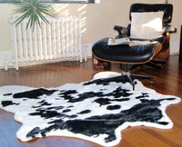 Cowhide Print Hand Knotted Rug – Brown & White Accent — cowhide area rug 10