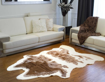 Faux Cowhide Area Rug – Brown & Ivory Animal Print