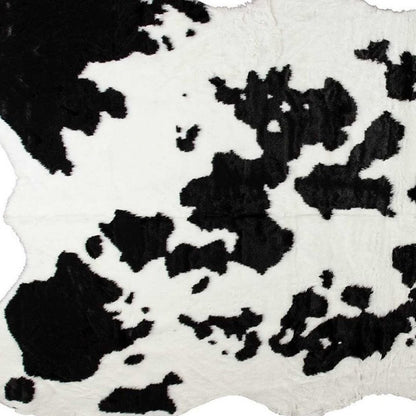Cowhide Print Washable Rug – Black & White, Stain Resistant