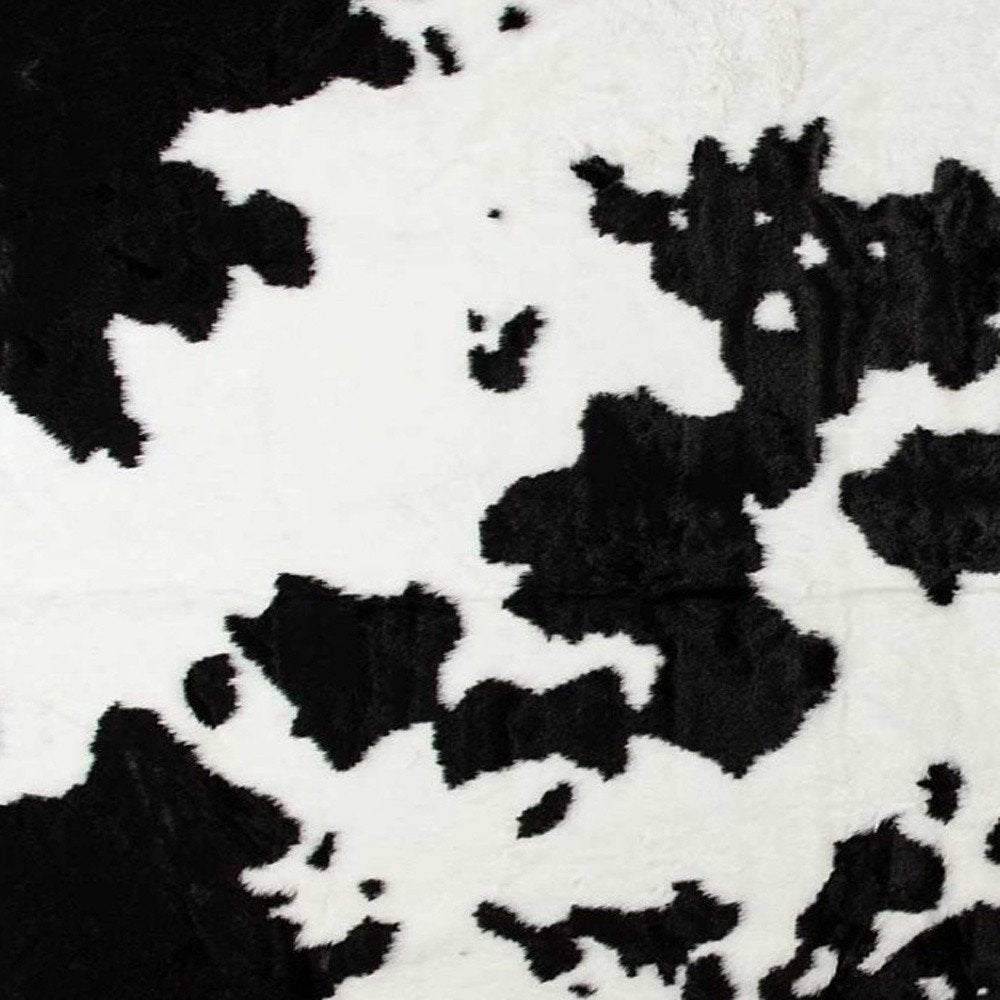 Cowhide Print Washable Rug – Black & White, Stain Resistant