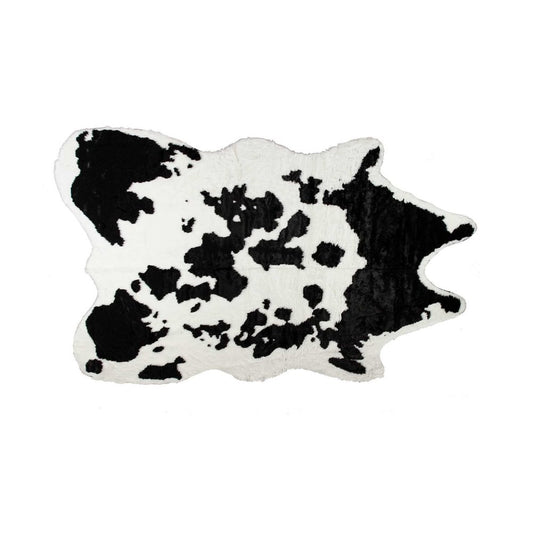 Cowhide Print Washable Rug – Black & White, Stain Resistant