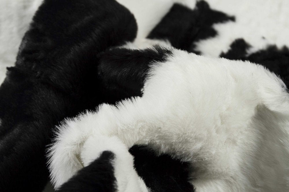 Cowhide Print Washable Rug – Black & White, Stain Resistant