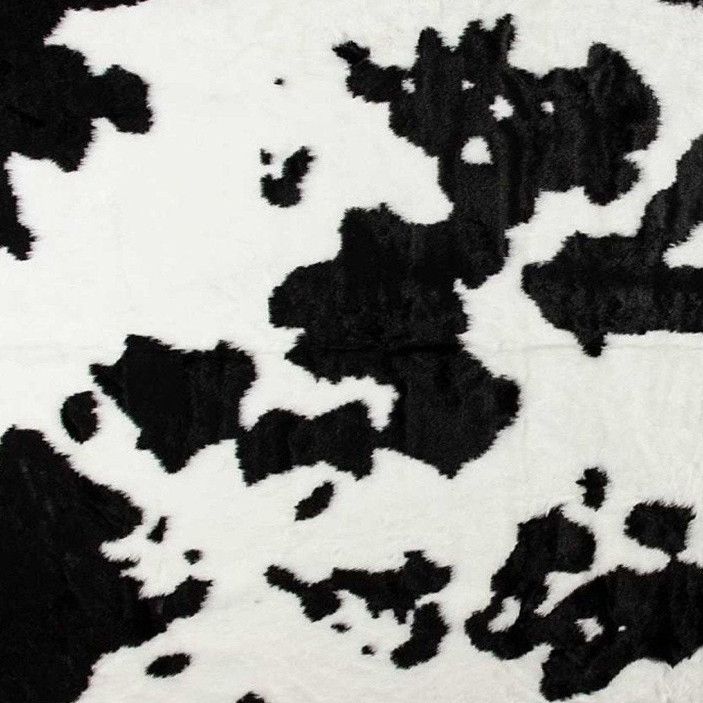 Cowhide Print Washable Rug – Black & White, Stain Resistant