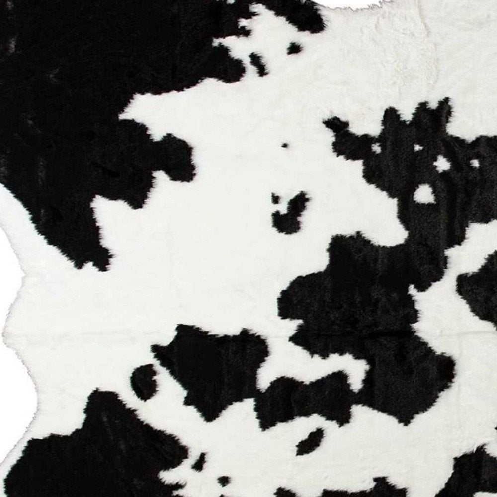 Cowhide Print Washable Rug – Black & White, Stain Resistant