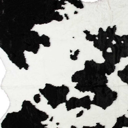 Cowhide Print Washable Rug – Black & White, Stain Resistant